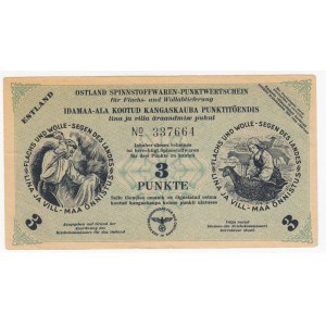 Estonia (Germany Occupation WWII) 3 Points (Punkte) 1945 - Textile Ration Coupon