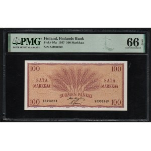 Finland 100 Markkaa 1957 - PMG 66 EPQ Gem Uncirculated