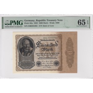 Germany 1000 Mark 1922 - PMG 65 EPQ Gem Uncirculated