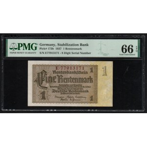 Germany 1 Rentenmark 1937 - PMG 66 EPQ Gem Uncirculated