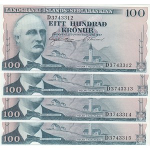 Iceland 100 Kronur 1957 Sequential # (4)