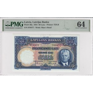 Latvia 50 Latu 1934 - PMG 64 Choice Uncirculated