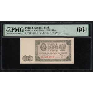 Poland 2 Zlote 1948 - PMG 66 EPQ Gem Uncirculated