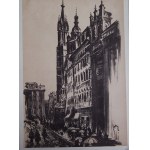 Jan Kulikowski (1914-1995), Kraków - Rynek z widokiem na Kościół Mariacki,1977