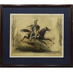 Victor ADAM (1801-1866), Litografia: J. LEMERCIER , Książę Józef Poniatowski skaczący do Elstery