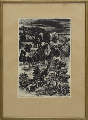 Tadeusz TUSZEWSKI (1907-2004), Krajobraz z krowami, 1954