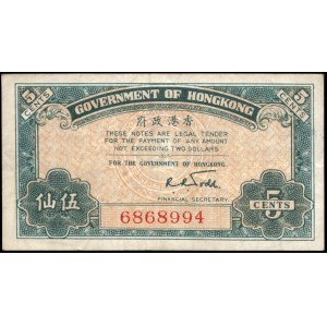 Hong Kong. 5 Cents 1941