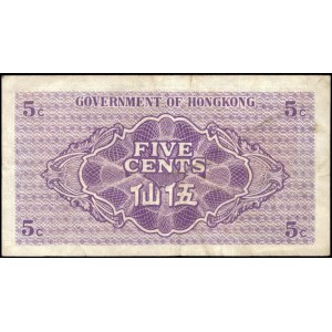 Hong Kong. 5 Cents 1941