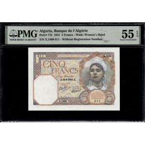 Algeria. 5 Francs 1941