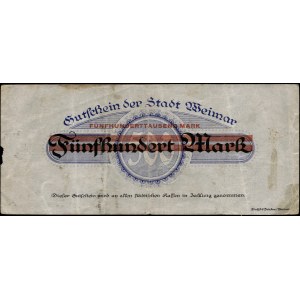 Germany. Weimar City 500000 Marks 1923 Over 500 Marks 1922