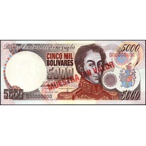 Venezuela. 5000 Bolivares 1998 Specimen