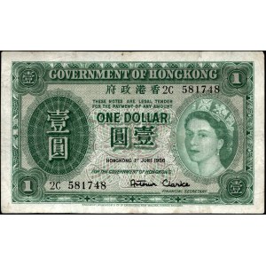 Hong Kong. 1 Dollar 1956