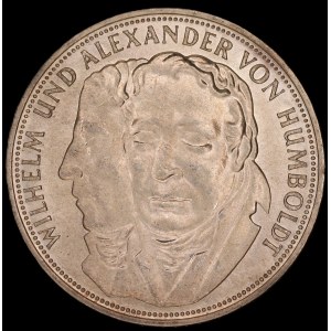 Germany. BDR 5 Mark 1967 F Stuttgart Wilhelm and Alexander von Humboldt Silver