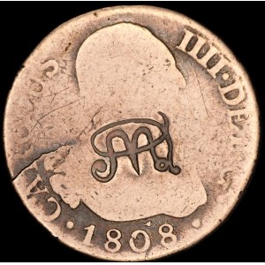 Ecuador. 2 Reales 1831 Countermarked Over 2 Reales 1808 Madrid Silver