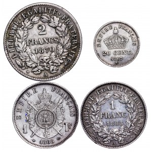 France - Silver LOT - 4pcs