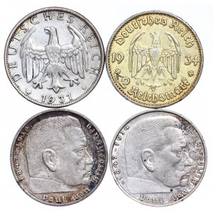 Germany - 2 Reichsmark LOT - 4 pcs