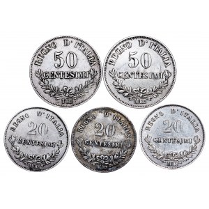 Vittorio Emanuele - Silver LOT - 5 pcs