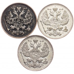 Russia - Nicholas II. , 20 Kopecks 1913, 1914 СПБ - LOT - 3 pcs