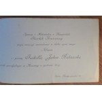 Zawiadomienie o ślubie Adama Skarbek Kruszewskiego i Izabelli Jaksa Bąkowskiej