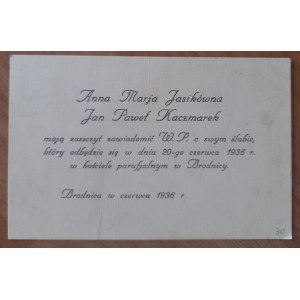 Brodnica.Notice of wedding in Brodnica in June 1936.