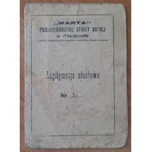Oświęcim.Przedsiębiorstwo Straży Nocnej legitymacja służbowa nr 1.