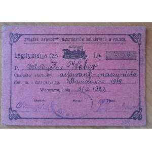 Legitymacja Związku Zawodowego Maszynistów Kolejowych w Polsce