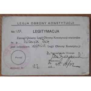 Legitymacja Legji Obrony Konstytucji nr 1694