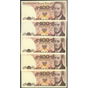Poland, set: 5 x 100 zloty, 1.06.1982