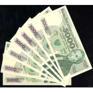 Polska, zestaw: 7 x 5.000 złotych, 1.06.1982-1.12.1988