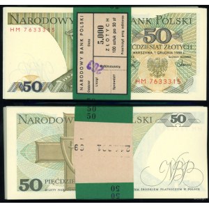 Poland, 100 x 50 zloty parcel with NBP banderole, 1.12.1988