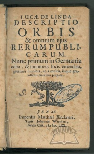 (LINDE Luke) Linda (de) Lucas (Gedanensis), Descriptio orbis & omnium ejus rerumpublicarum.