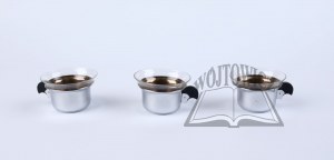 CUPS. Tři pokovené šálky se skleněnou vložkou, 1. polovina 20. století.