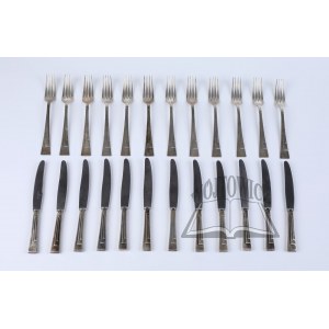 (CUTLERY). Expanded cutlery set for 12 persons, NEUMANN, Lviv, Poland, 1930s.