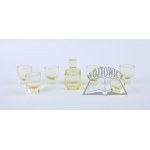 6 GLASSES + perfume flacon, 1920s/30s.