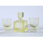 6 GLASSES + perfume flacon, 1920s/30s.