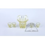 WAZON from Zawiercie glassworks + 4 glasses in art deco style, ata 1930s.
