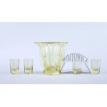 WAZON from Zawiercie glassworks + 4 glasses in art deco style, ata 1930s.