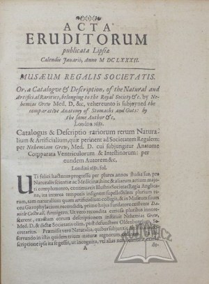(HEWELIUSZ Jan.), Acta Eruditorum anno MDCLXXXII publicata [...].