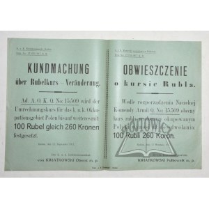 OBWIESZCZENIE o kursie Rubla.