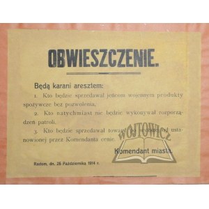 OBWIESZCZENIE. Będą karani aresztem:
