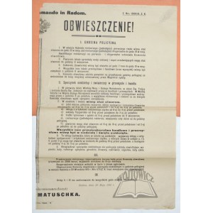 OBWIESZCZENIE. I. Godzina policyjna.