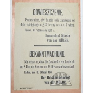 OBWIESZCZENIE. Postanawiam, aby handle były zamykane