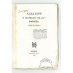 (LESZCZYŃSKI Jan Tomasz), Kilka słów o doczesnej władzy papieża.