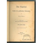 MARX Karl, Das Kapital. Kritik der politischen Oekonomie. (Wyd. 1).