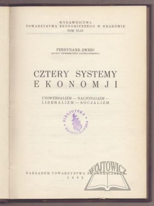 ZWEIG Ferdinand, Čtyři ekonomické systémy.