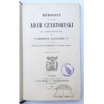 CZARTORYSKI Adam, Mémoires du Prince... et correspondance