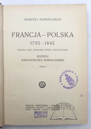 HANDELSMAN Marceli, Francie-Polsko 1795-1845.