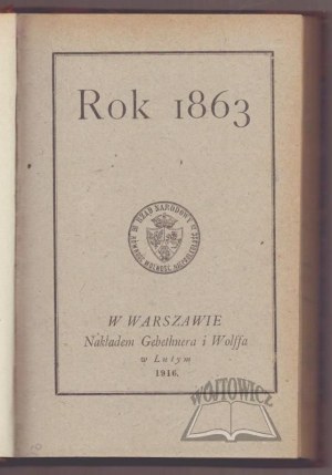 ROK 1863 Obrazy a vzpomínky.
