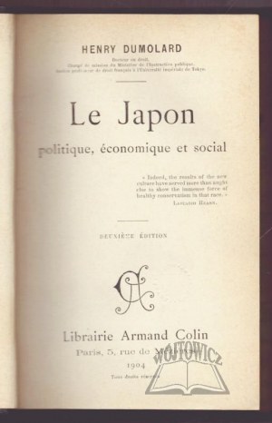 DUMOLARD Henry, Le Japon politique, économique et social.