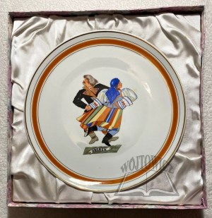 STRYJEŃSKA Zofia (1891-1976), Decorative plate with depiction of OBEREK dance.